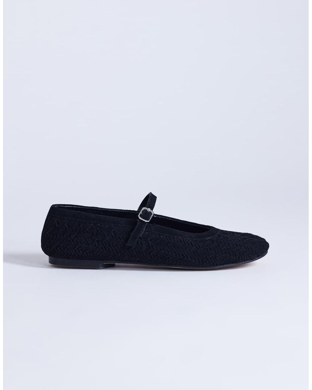 TOPSHOP Blue Bonnie Real Suede Woven Ballet
