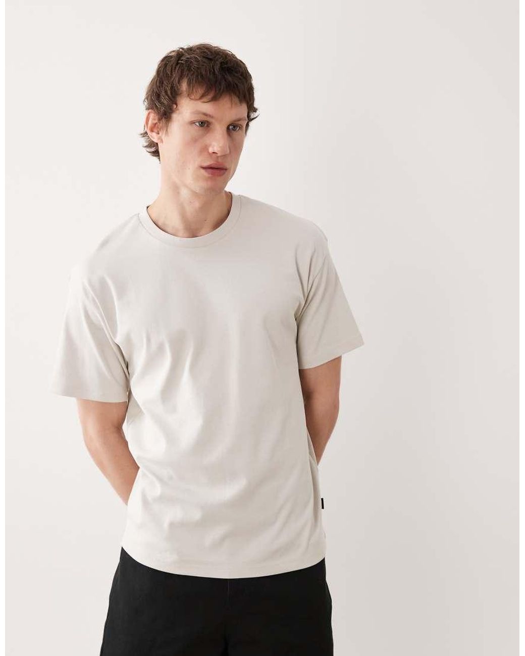 Jack & Jones Gray Premium Heavyweight T-shirt With Backprint for men