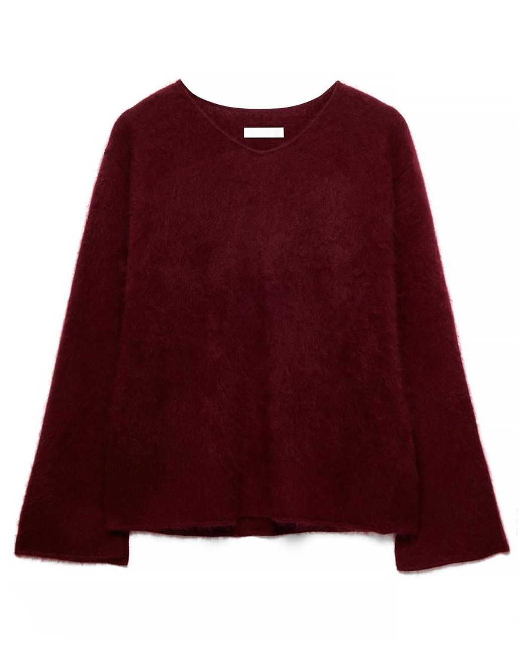 NA-KD Red Brushed Wool Deep V-Neck Knitted Sweater