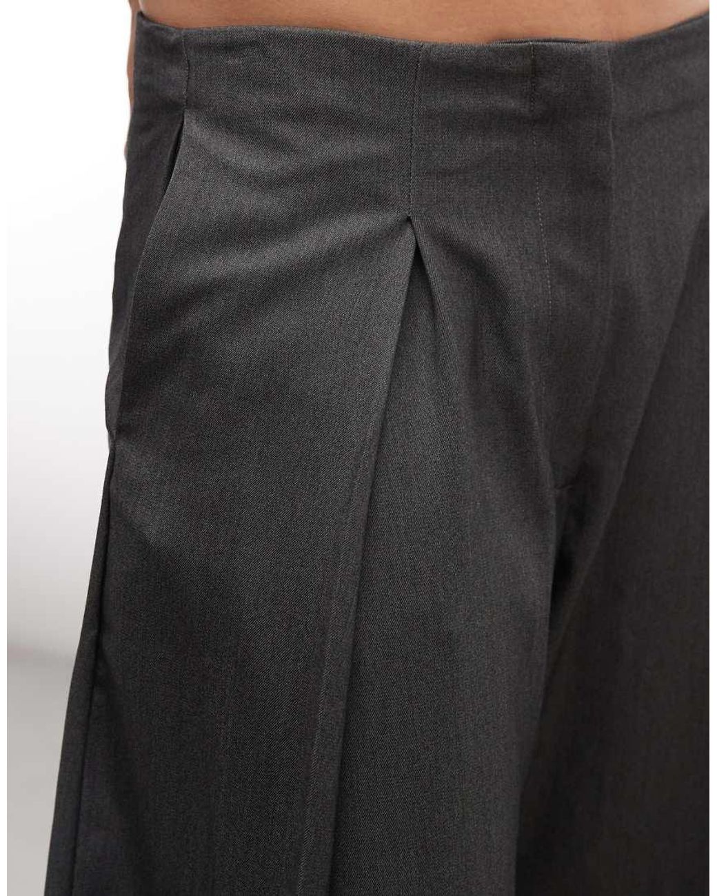 Monki Gray Tailored Pleated Balloon Trousers