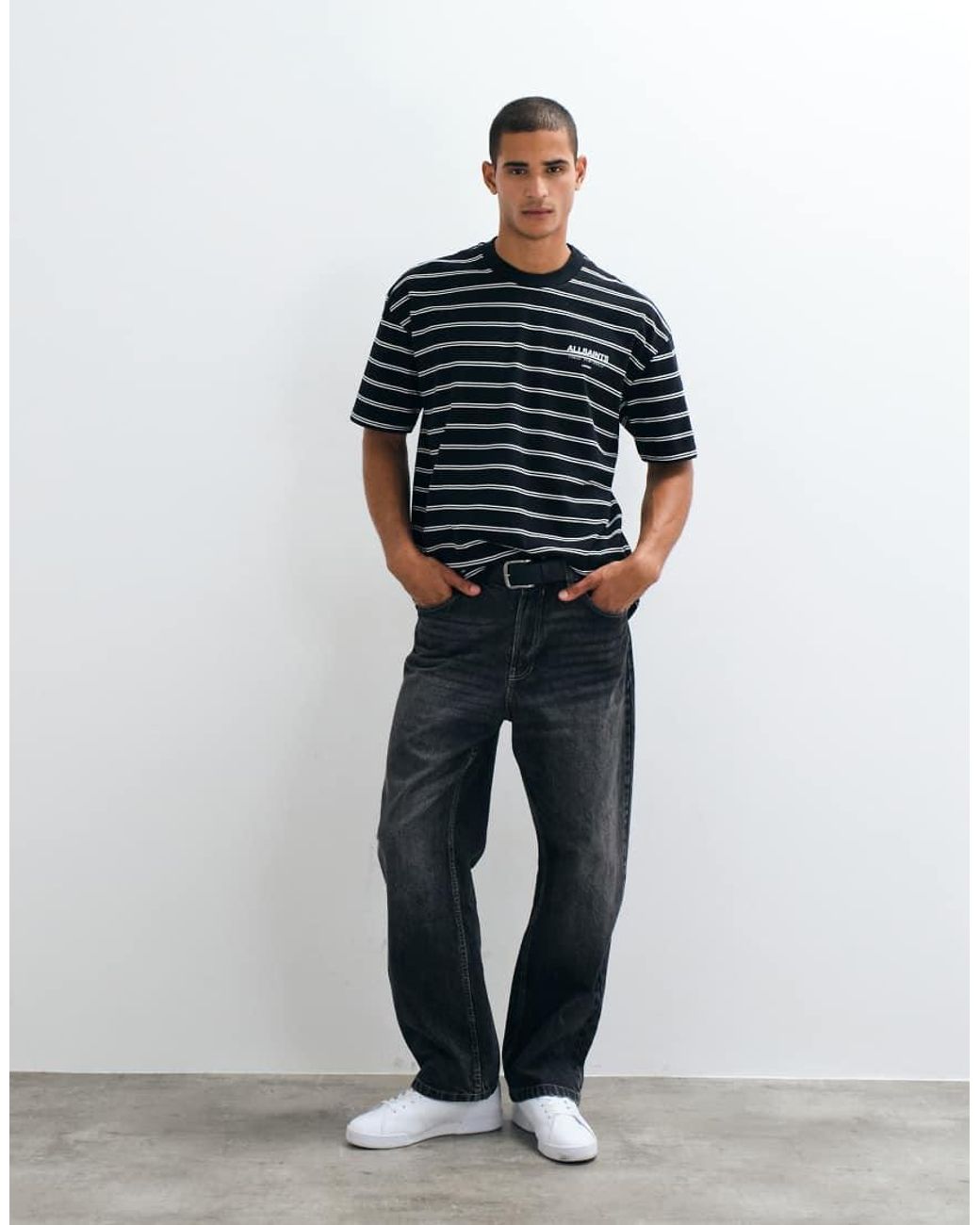 AllSaints Black Underground Oversized T-Shirt for men