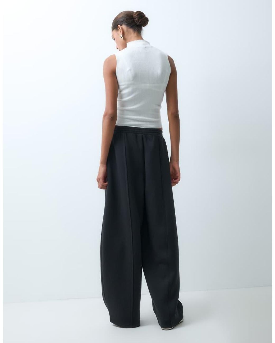 ASOS Black Wide Leg Jogger With Pleat Detail