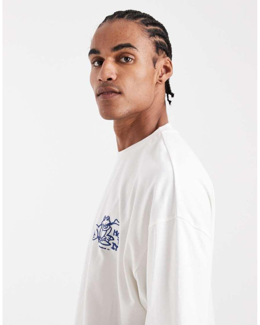 ASOS White Oversized T-shirt With Hazy Pale Puff Print for men