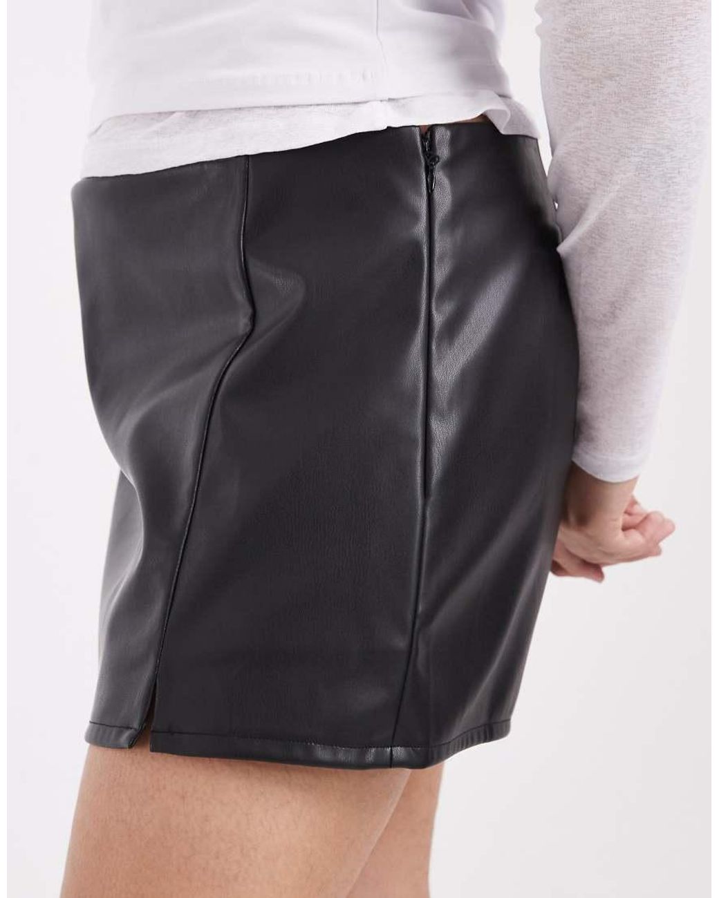 ASOS White Curve Tailored Faux-leather Pelmet Mini Skort