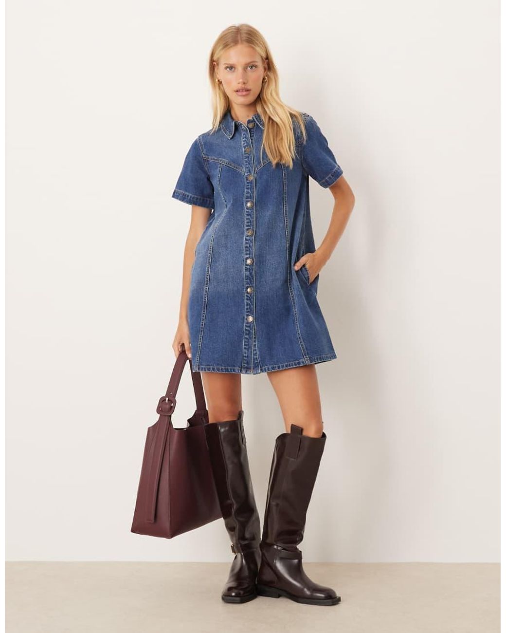 JJXX Blue Denim Shirt Dress