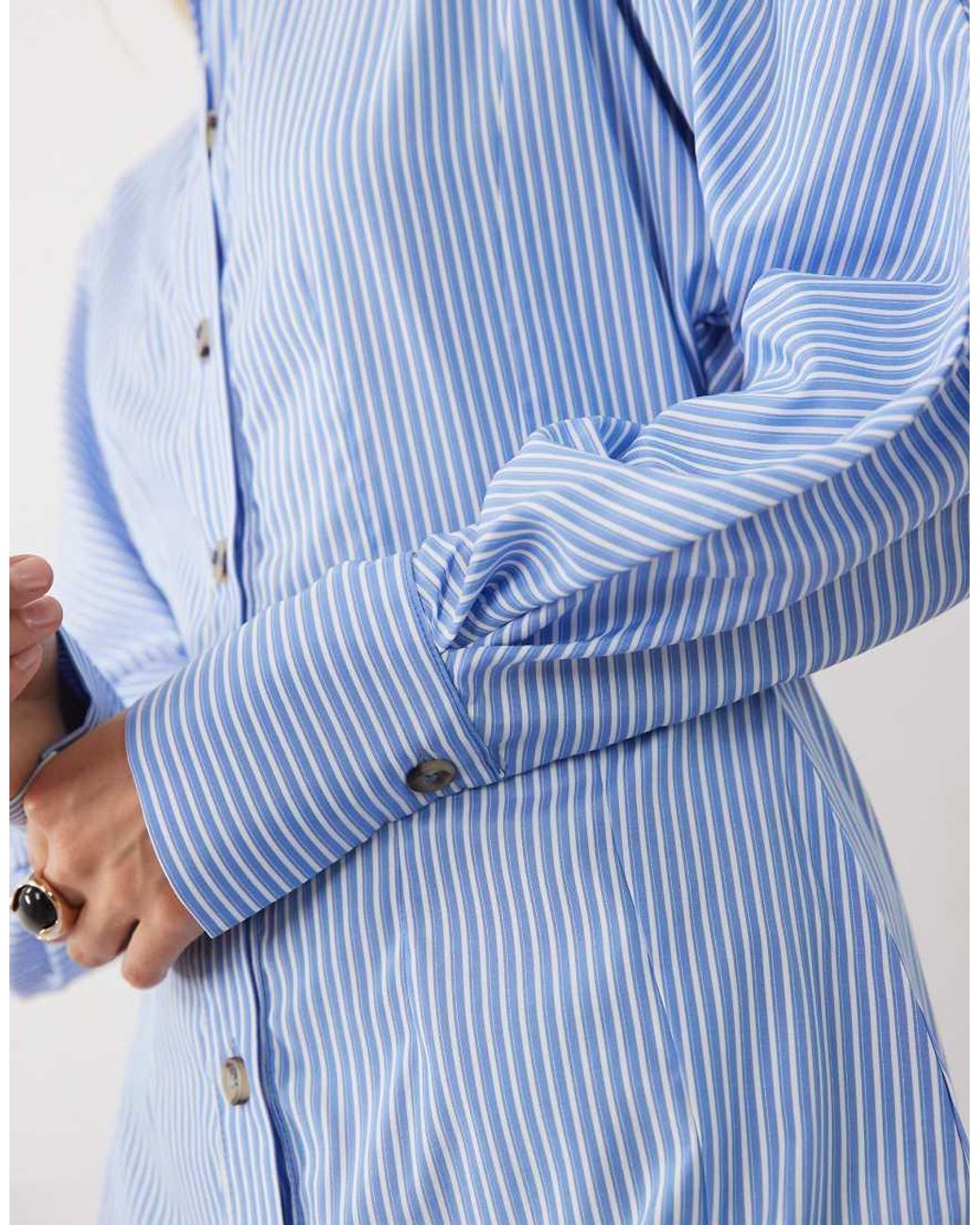 ASOS Blue Mini Shirt Dress With Cinched Waist