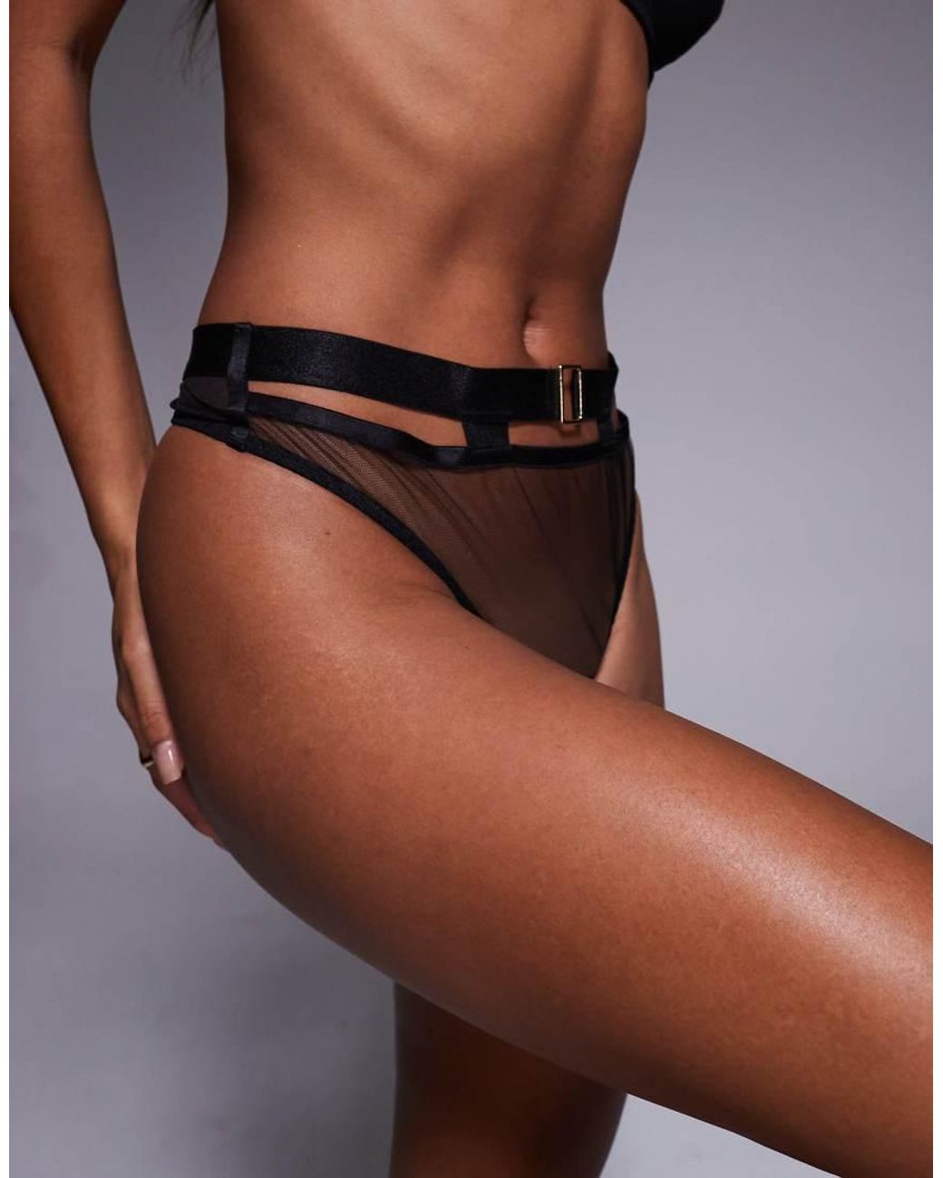 Bluebella Brown Trinity Sheer Strappy High-Waist Thong