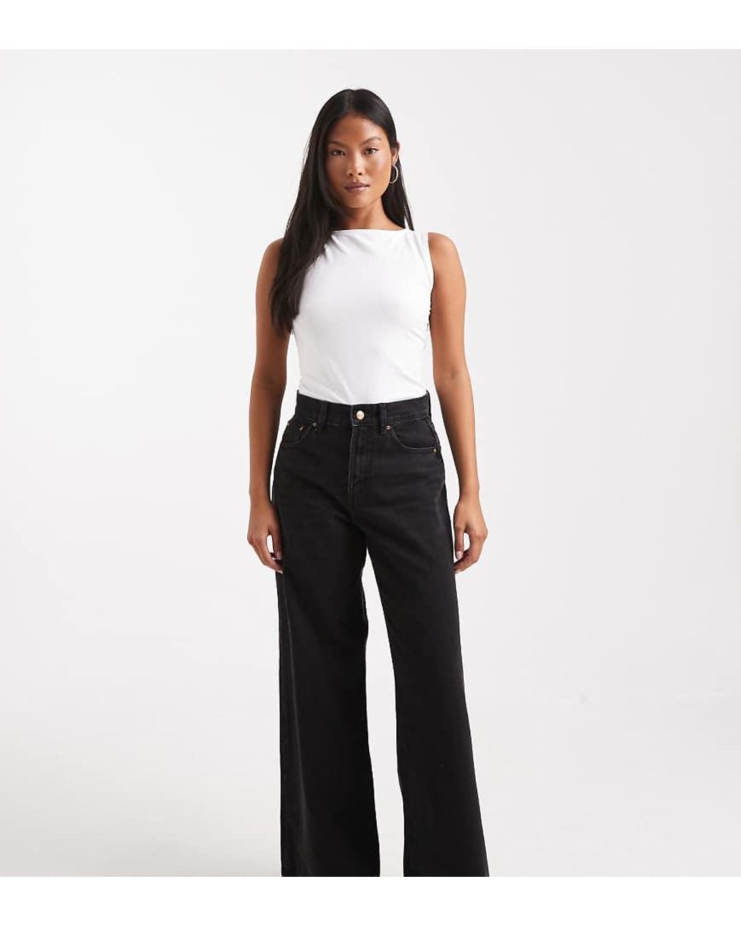 Hope Jeans A Vita Alta A Gamba Larga Neri di Only Petite in Black