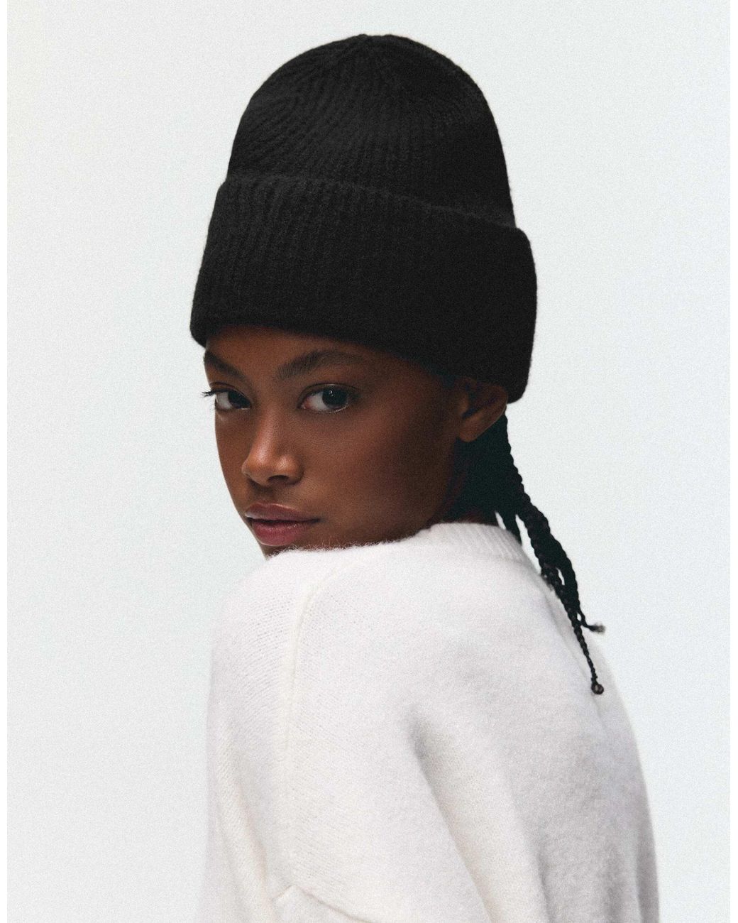 Bershka Black Rippstrick-mütze