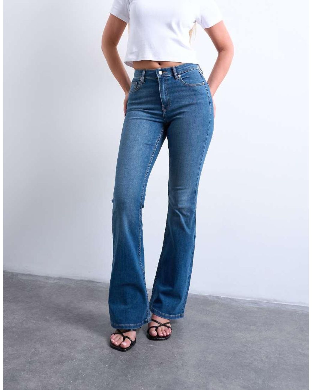 Topshop Hourglass Blue Jamie Flare High Rise Jeans