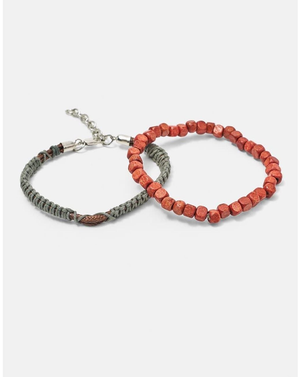 Pull&Bear Brown Pack Of 4 Beaded Bracelets for men