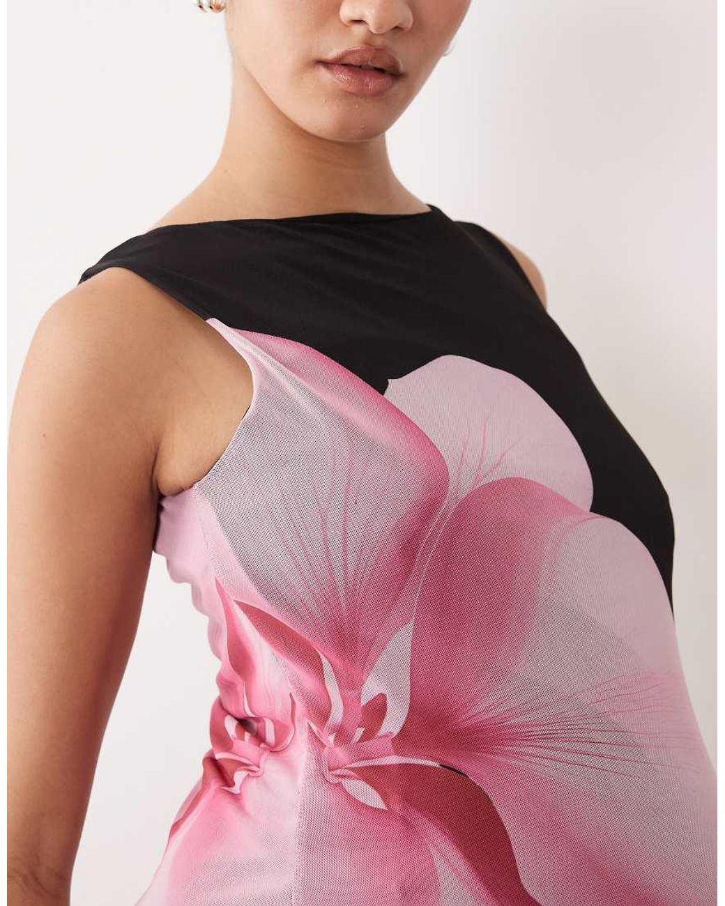 Mama.licious Pink Mamalicious Maternity Sleeveless Mesh Midi Dress