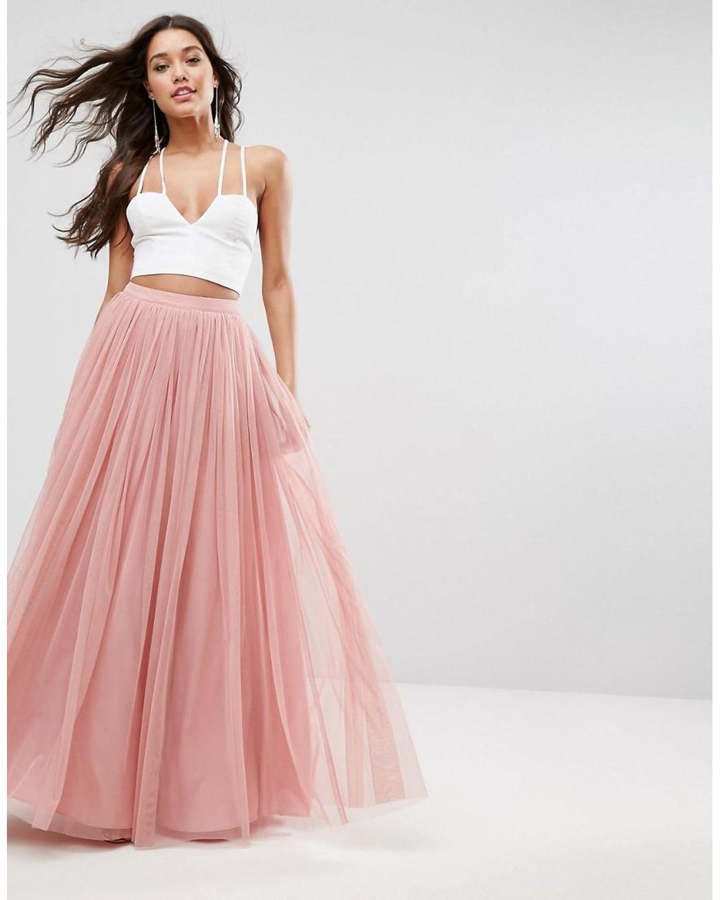 Falda Tul Larga Rosa Asos Falda Tul Falda Larga De Graduación De