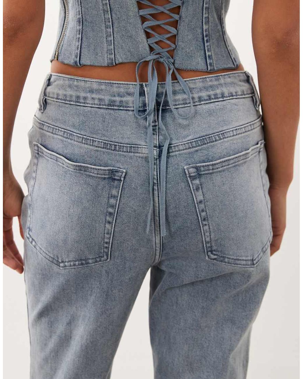 Oh Polly Blue Denim Low Rise Flare Jeans