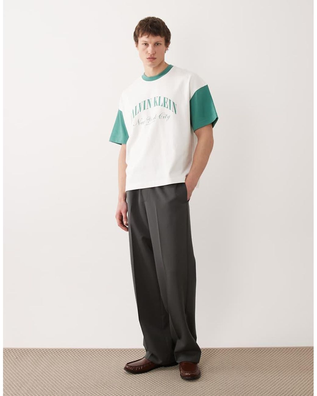 Calvin Klein White Premium Heavyweight Boxy Oversized Relaxed Fit T-shirt for men