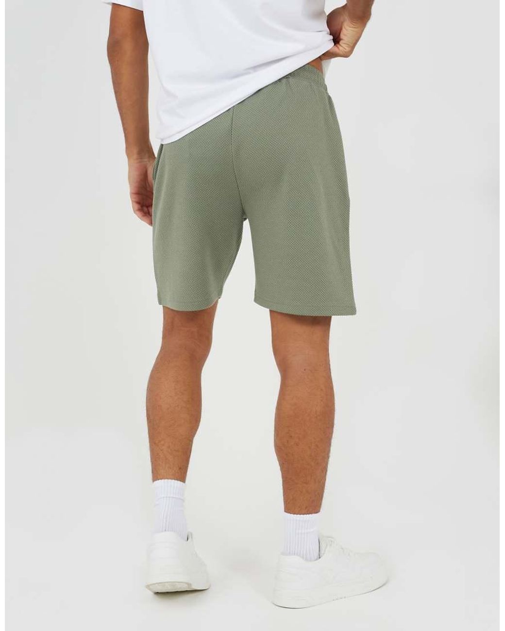Brave Soul Green Textured Longline Shorts for men