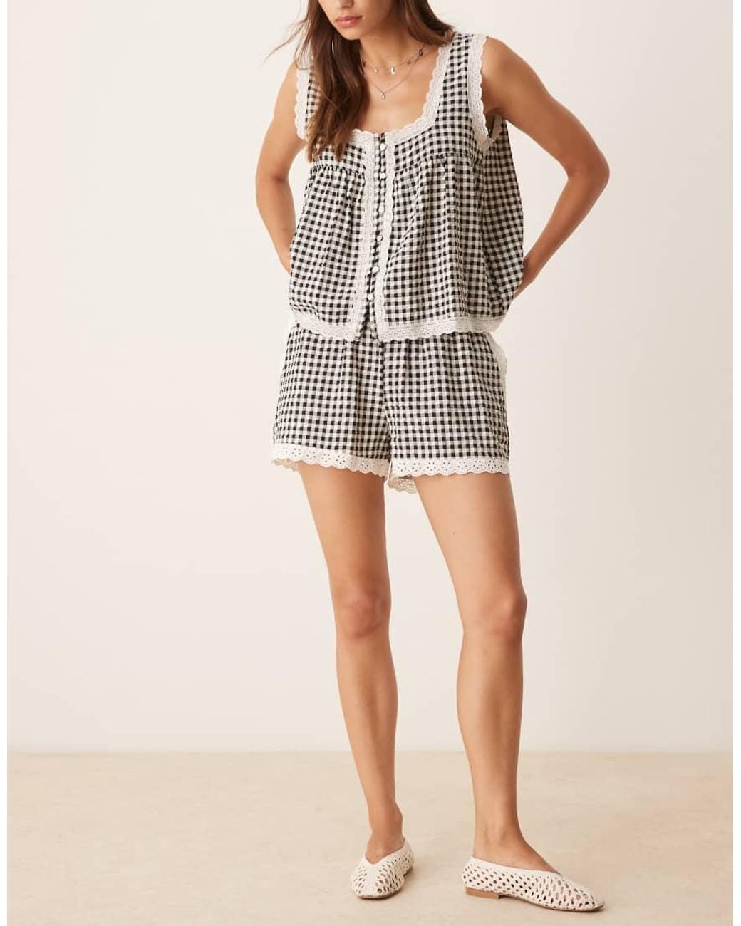 ASOS Natural Lace Trim Micro Short