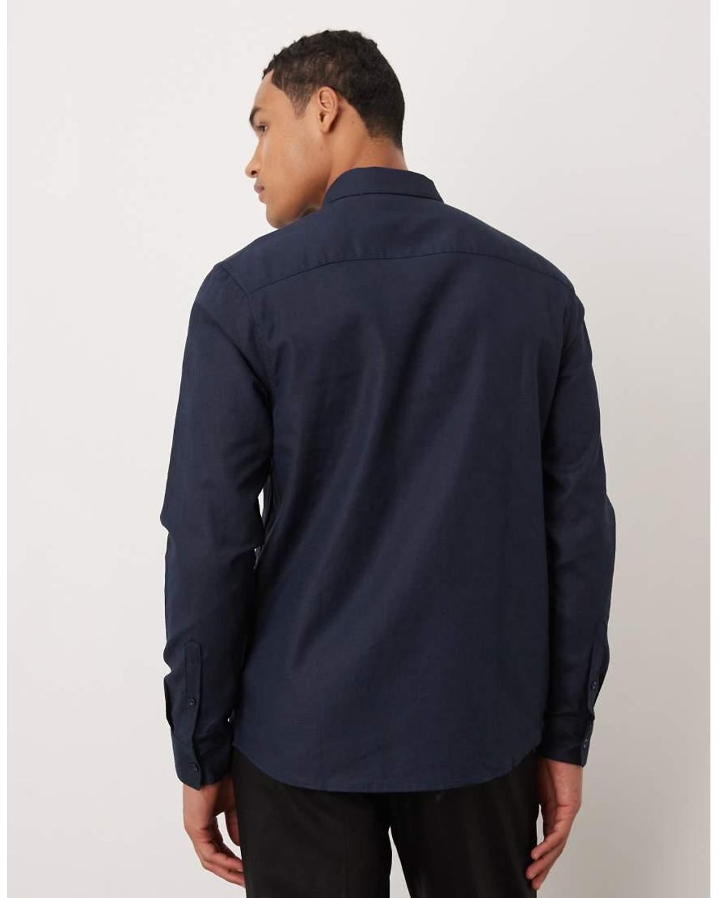 ASOS Blue Formal Linen Blend Regular Shirt for men