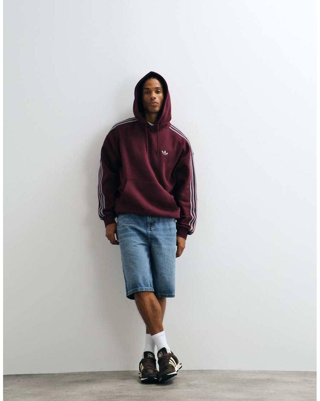 Adidas Originals Red Three Stripe Hoodie for men
