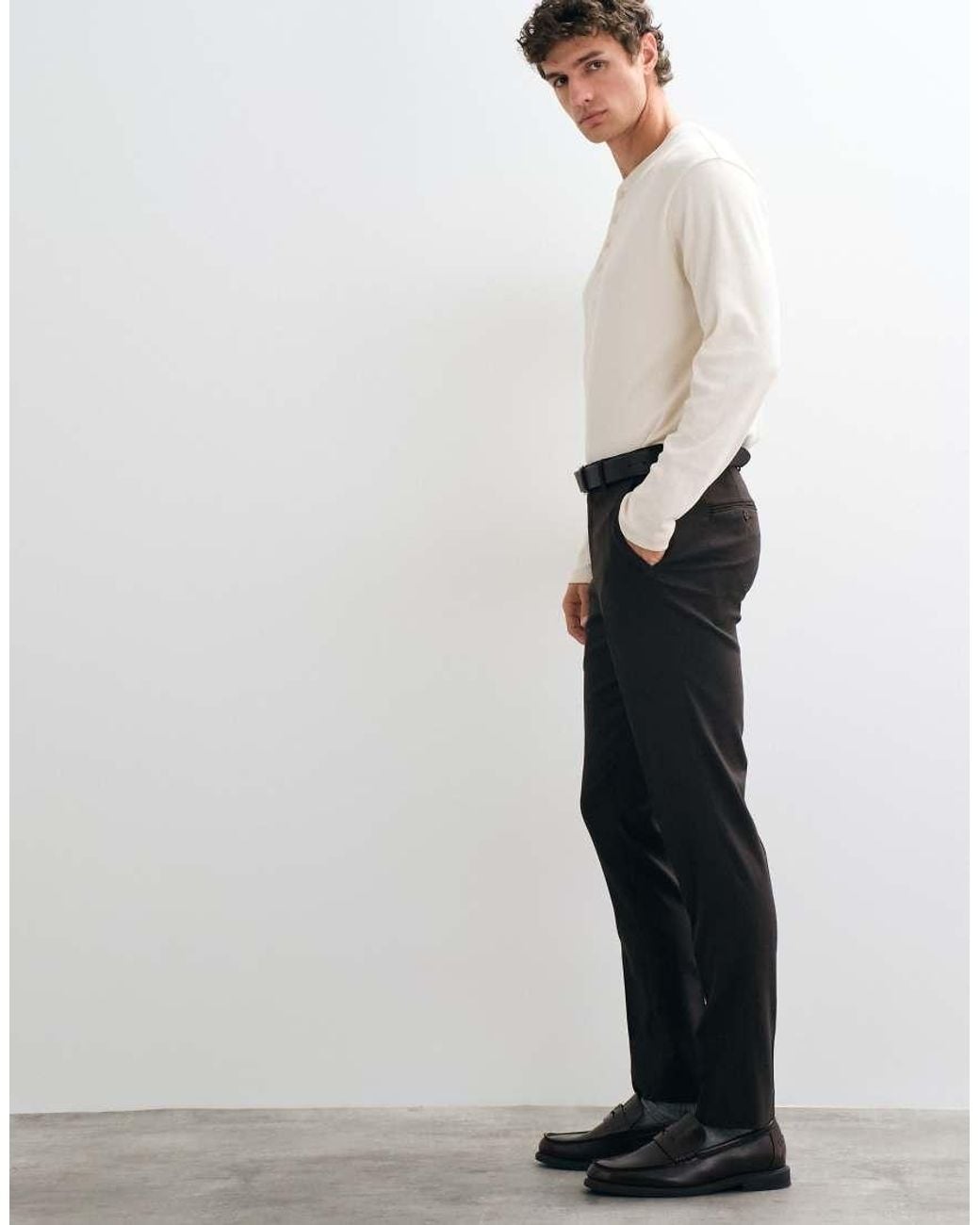 SELECTED White Set Slim Fit Wool Blend Pants for men