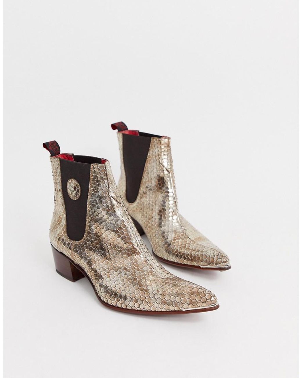 Jeffery West Sylvian Cuban Boots In Gold Snake in Metallic for Men | Lyst