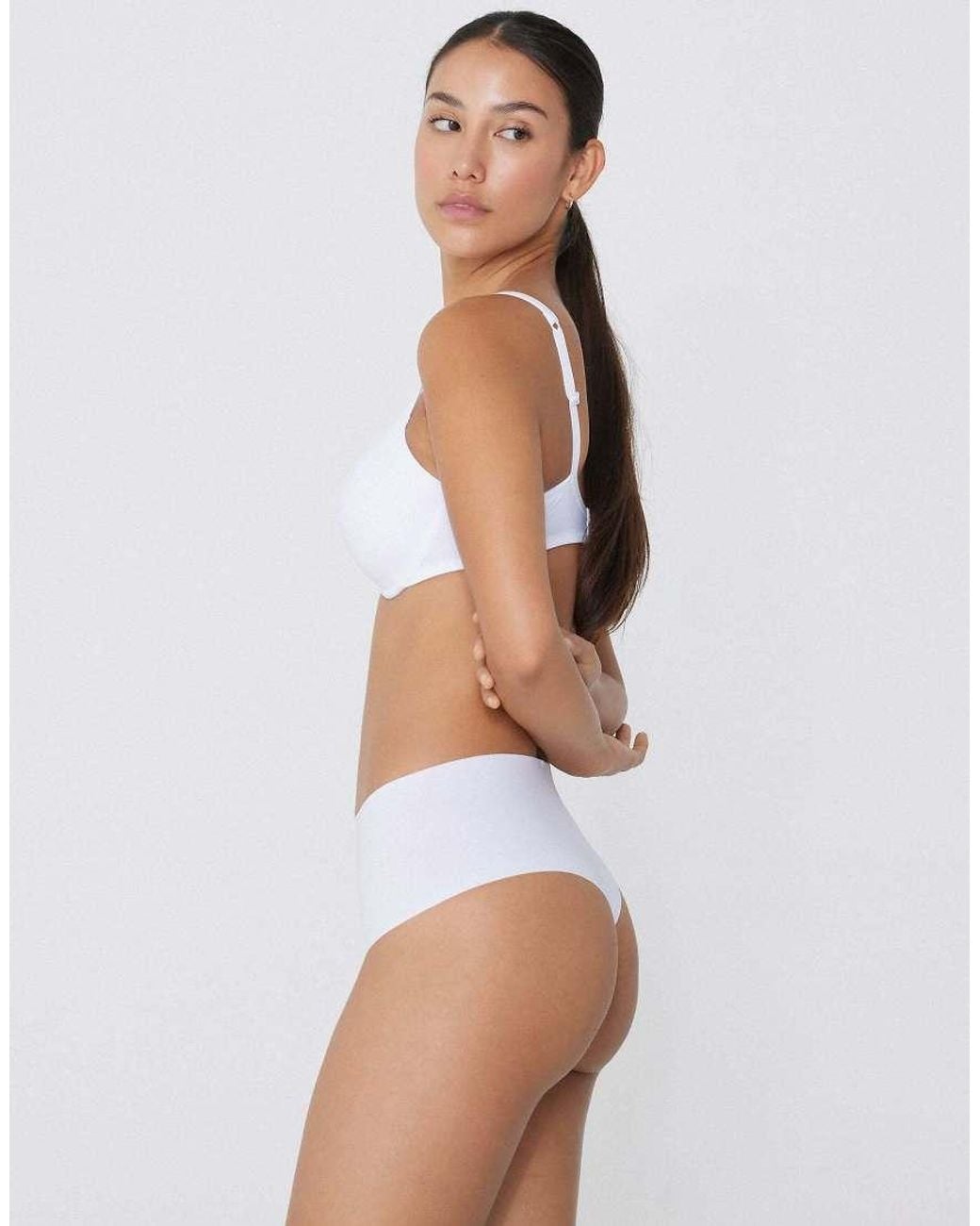 Tezenis White High-Waist Laser-Cut Brazilian Briefs