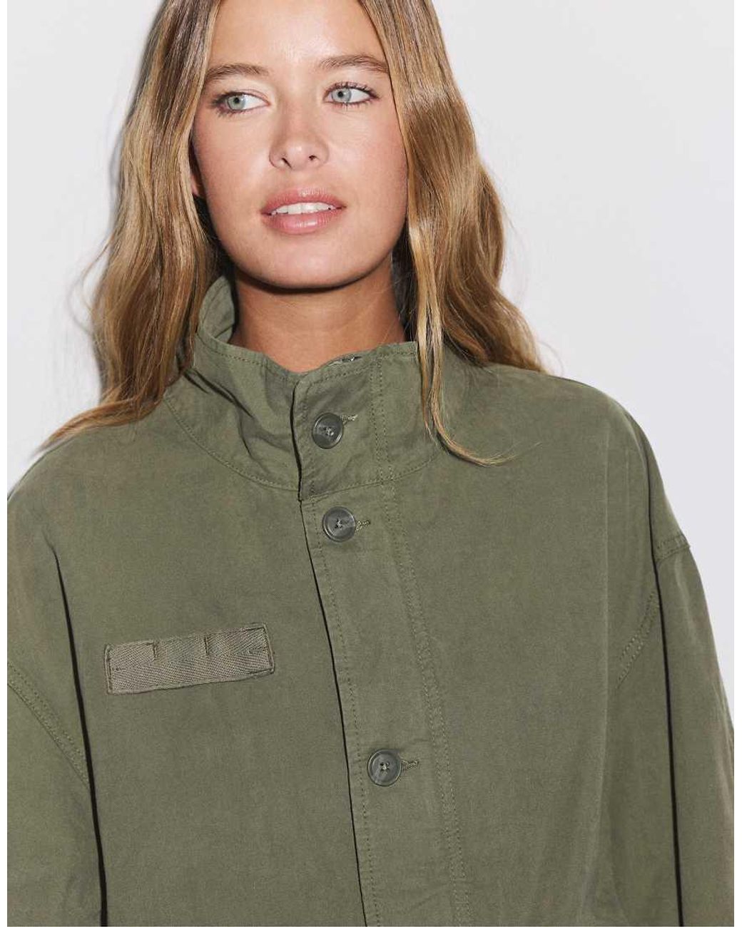 Stradivarius Blue Cropped Oversize Jacket