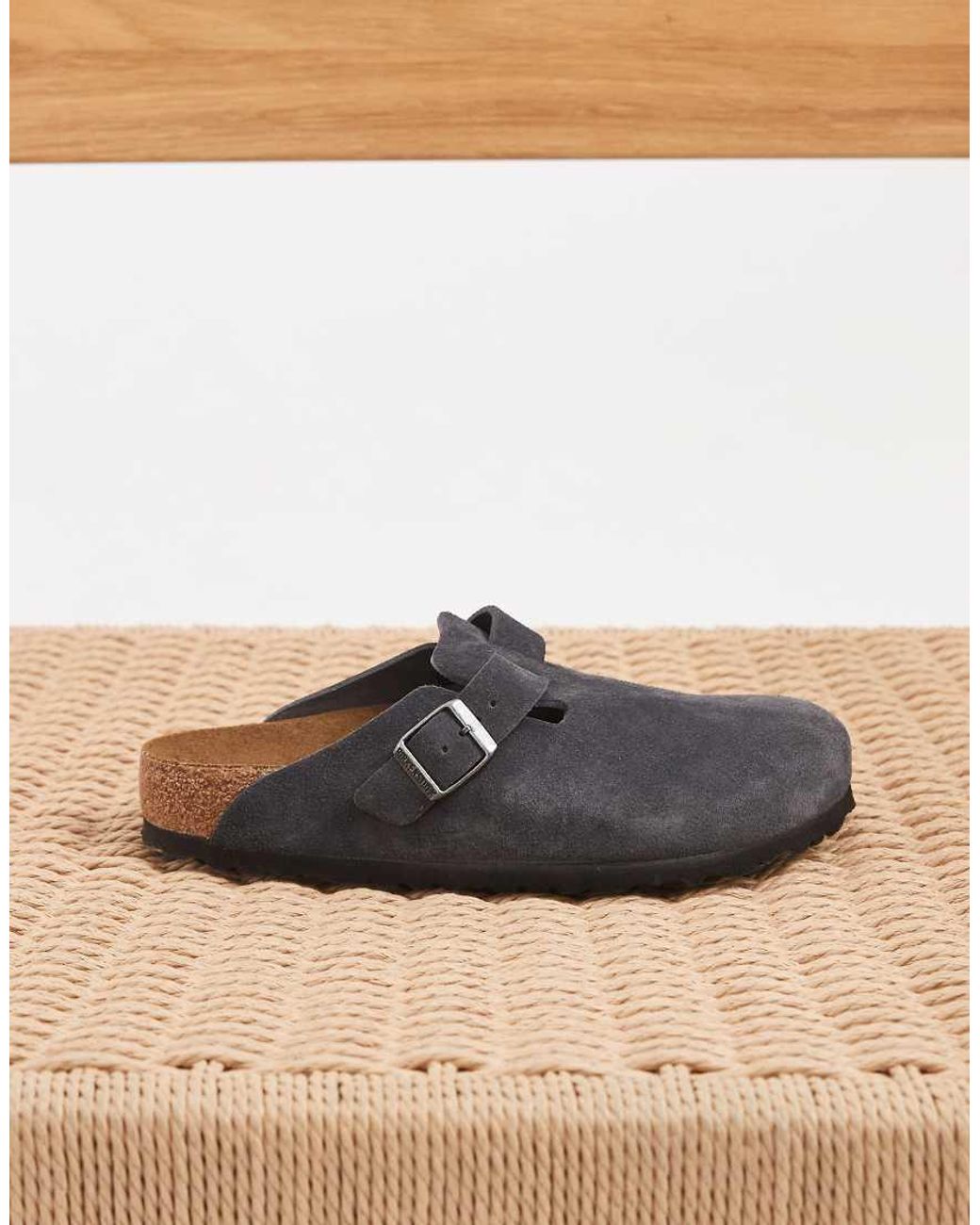 Birkenstock Natural Boston Suede Clogs