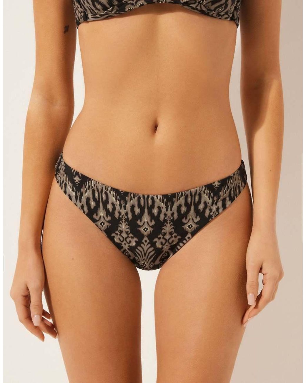 Calzedonia Black Bikini Bottoms Golden