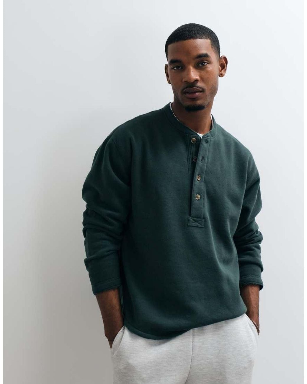 Abercrombie & Fitch Multicolor Oversized Heavyweight Henley Top for men