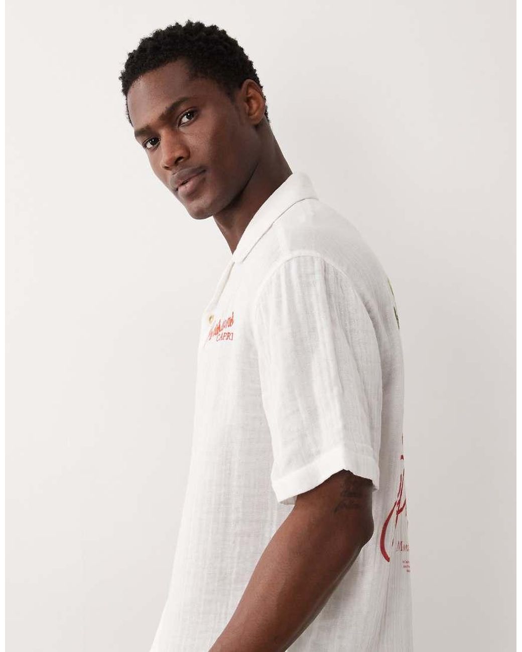 ASOS Pink Relaxed Revere Shirt With Back Print for men