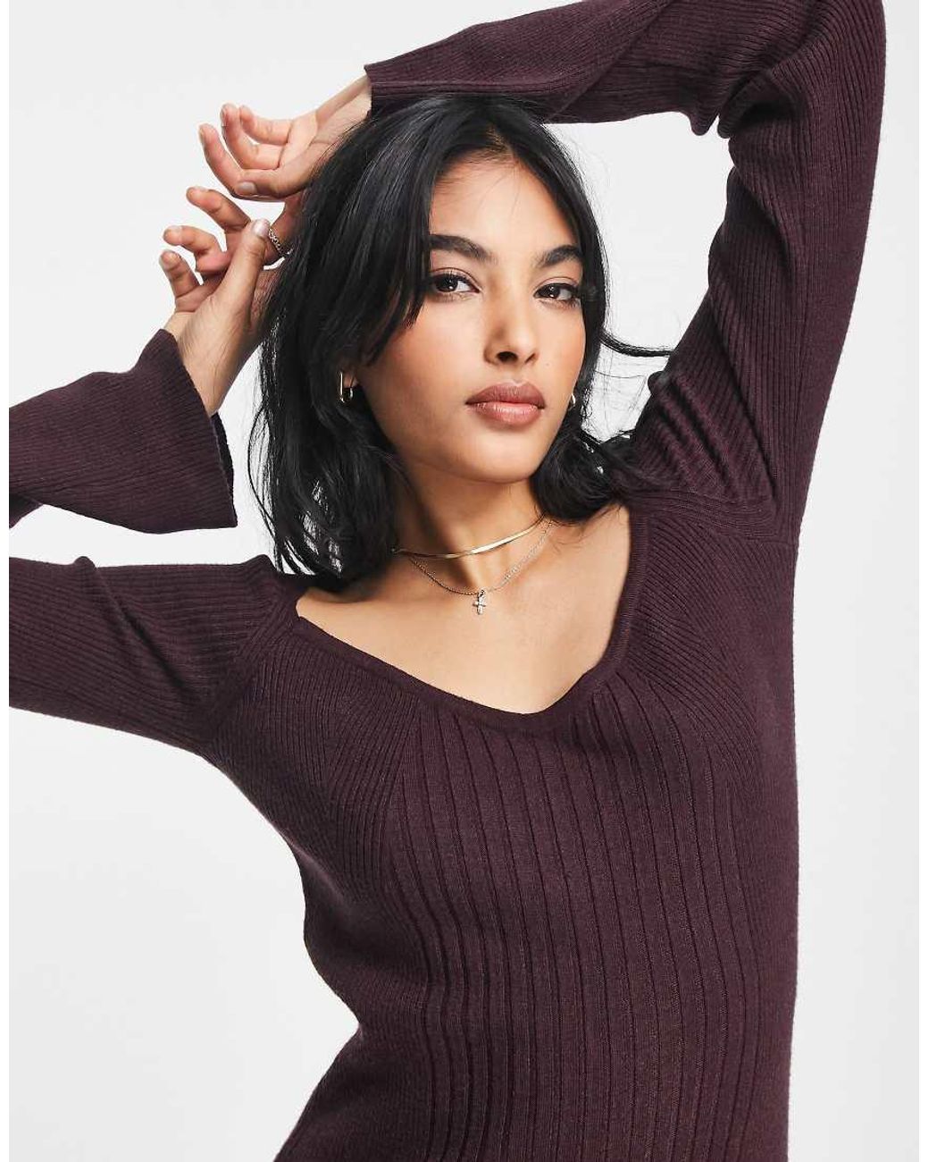 River Island Purple Sweetheart Neck Bodycon Dress