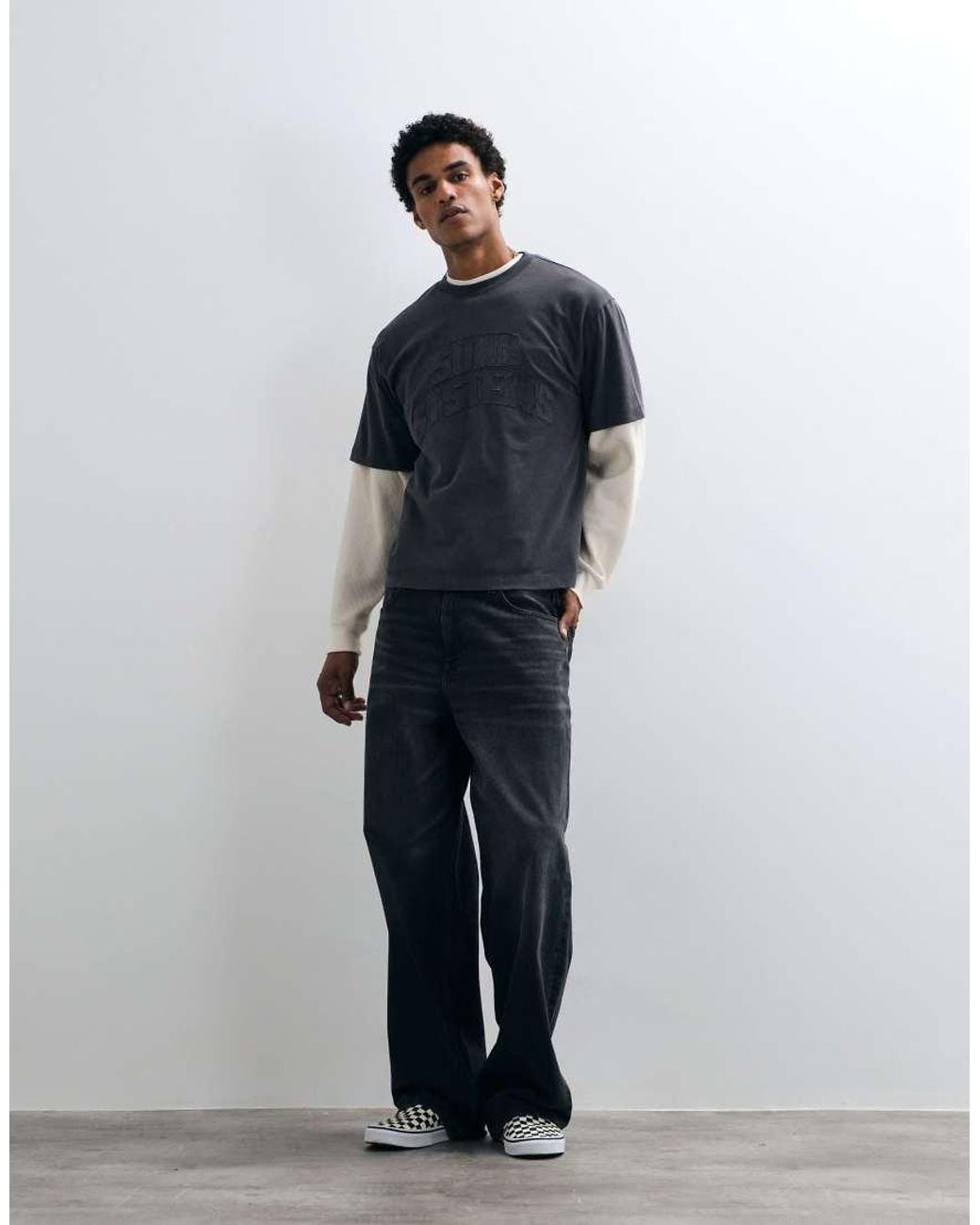ASOS Blue Boxy Relaxed T-shirt With Distressed Applique for men