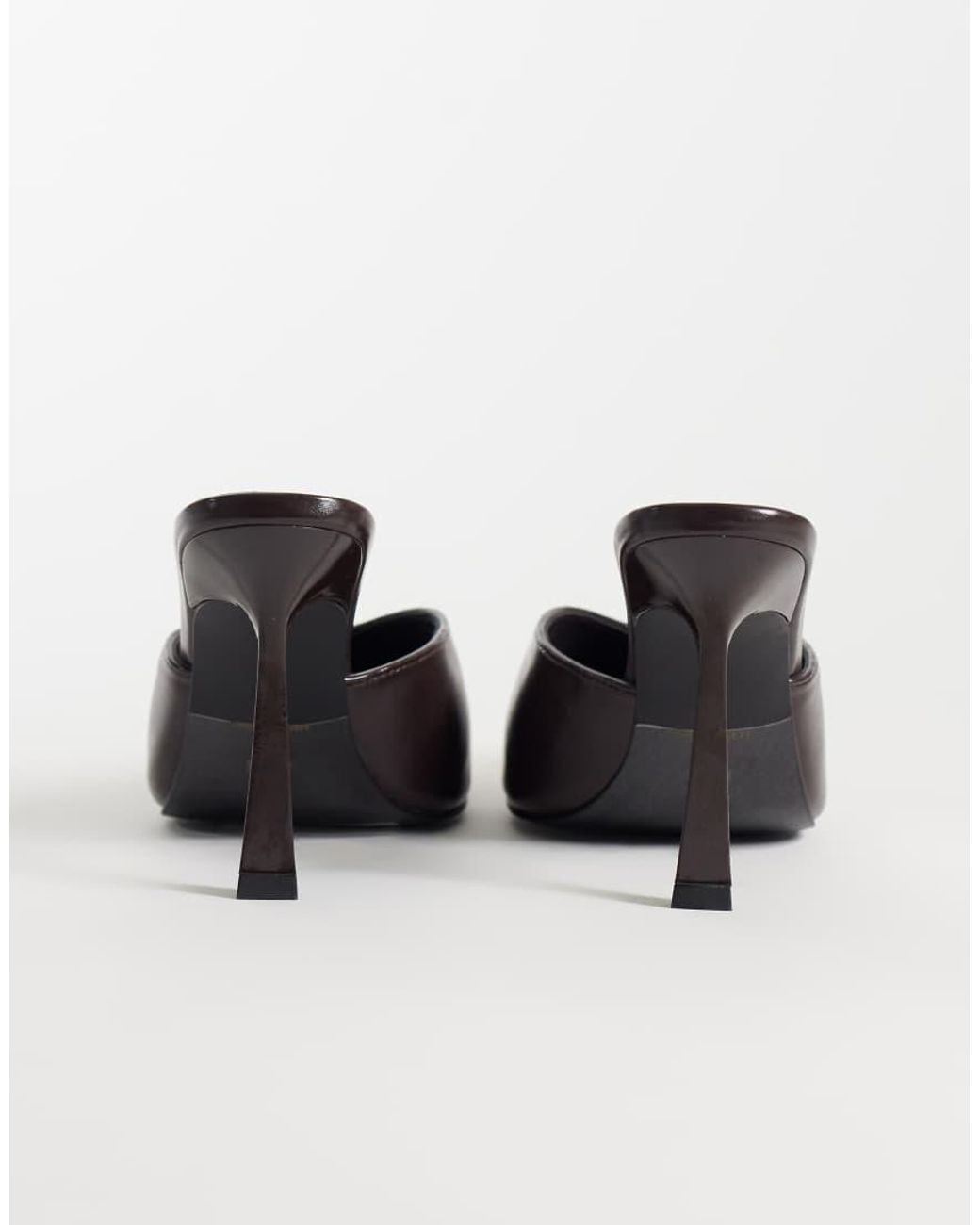 JW PEI Natural Savannah Mule Heels With Metal Toe Detail
