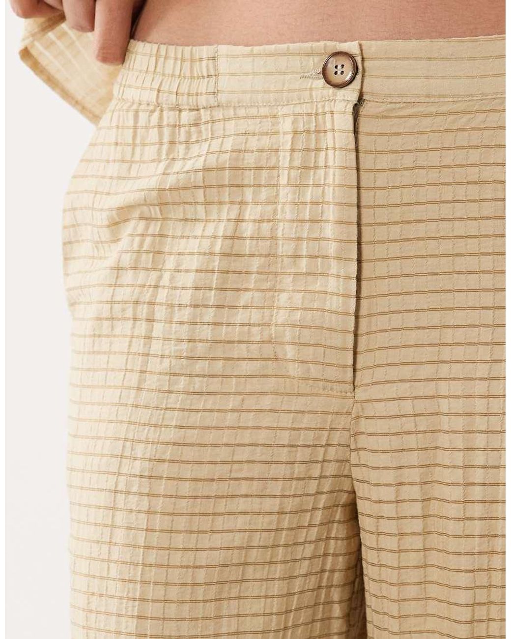 Y.A.S Natural Textured Check Wide Leg Trousers Co-ord