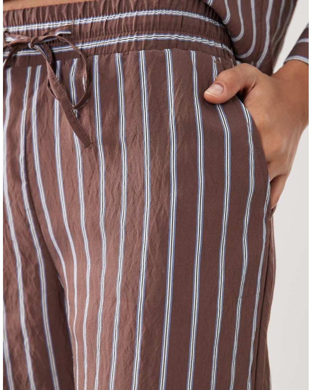 New Look Brown Co-ord Stripe Wide Leg Trousers