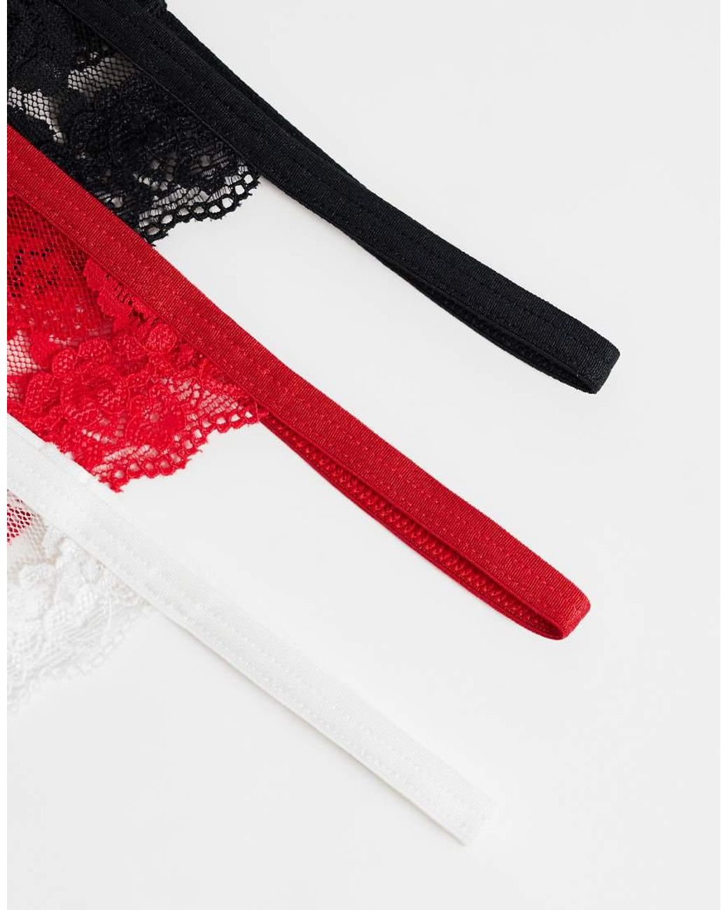 Lindex White Jennie 3 Pack Lace Thong
