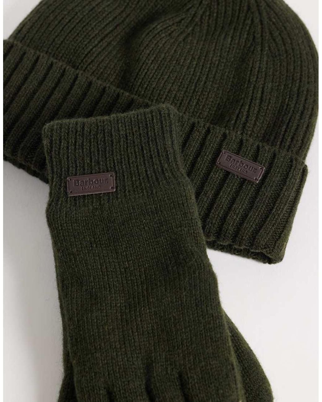 Barbour Black Carlton Knitted Beanie And Gloves Gift Set for men