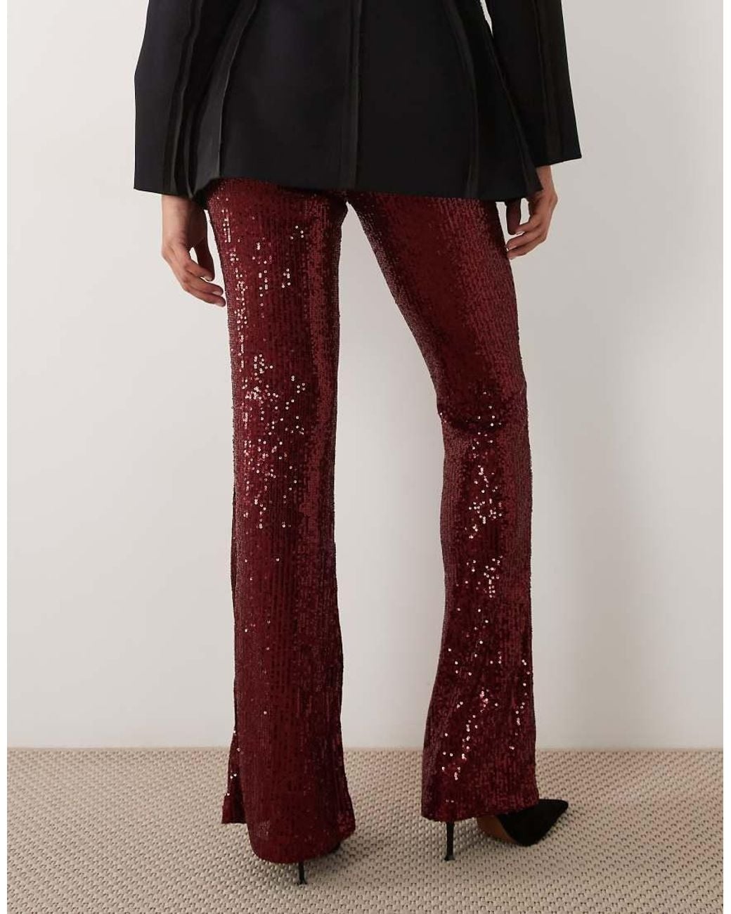 ASOS Black Allover Sequin Flare Pants