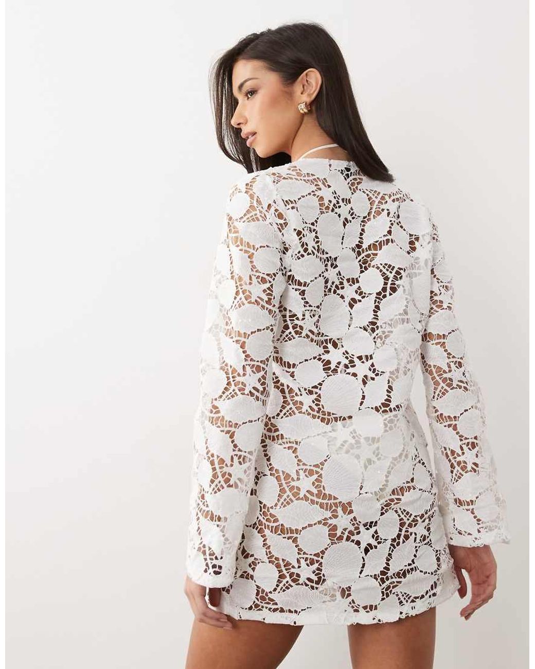 South Beach Natural Lace Beach Cover Up