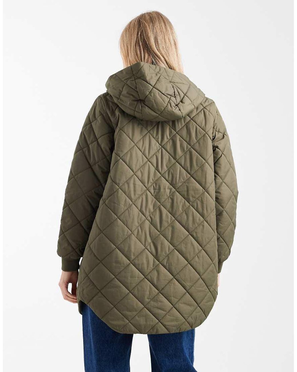ONLY Blue Quilted Hooded Longline Coat