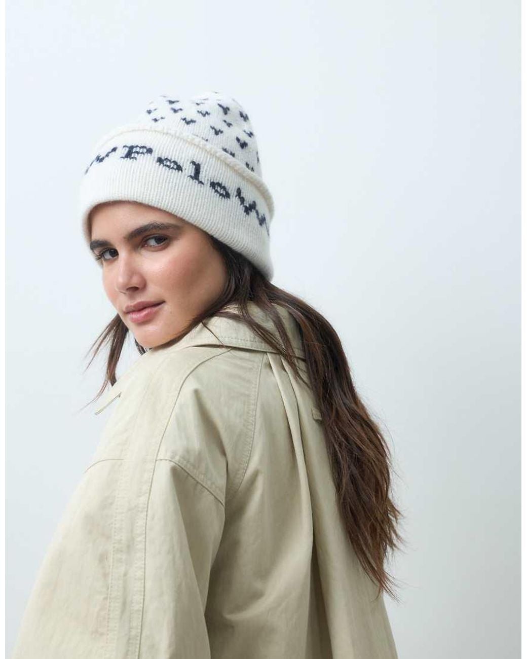 Polo Ralph Lauren White Holiday Print Beanie