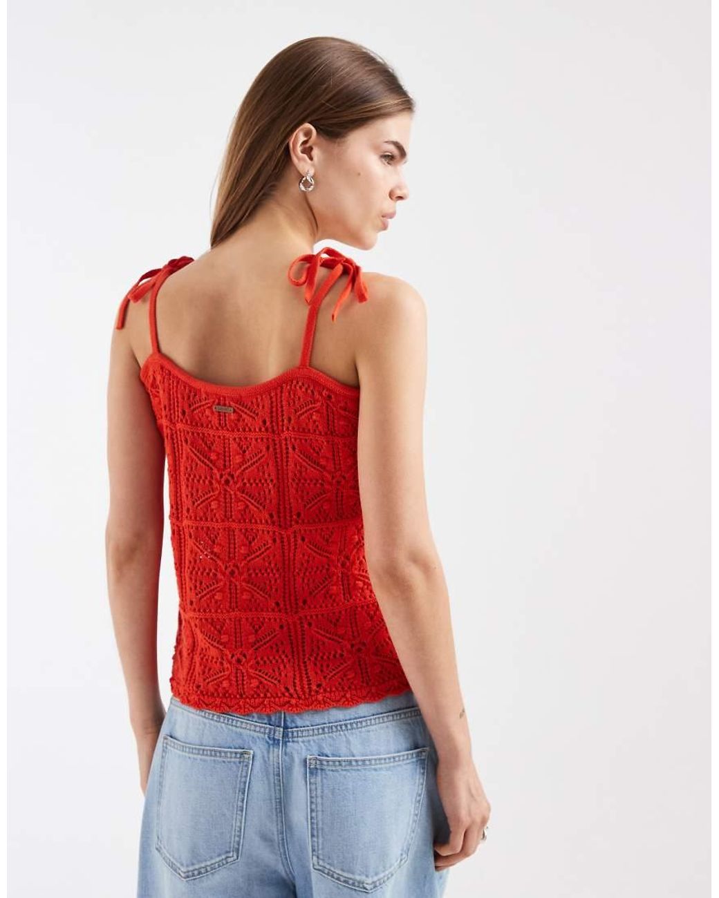 Levi's Red Crochet Tie Strap Tank Top