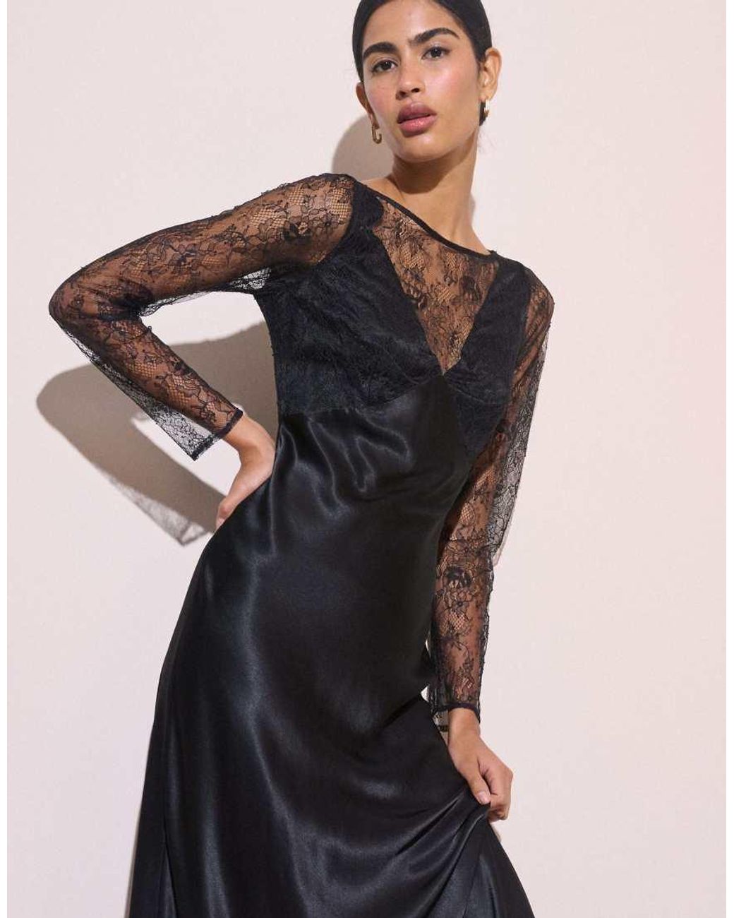 Nobody's Child Pink Lace Detail Satin Kimber Midi Dress