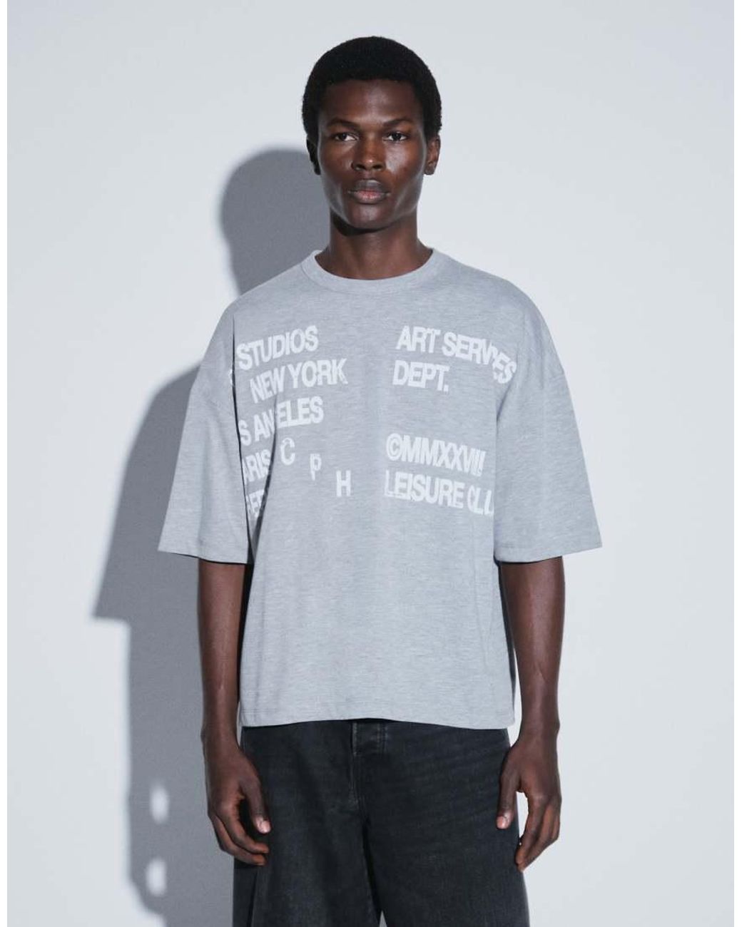 ASOS White Boxy Oversized Drop Shoulder T-shirt With Text Graphic for men