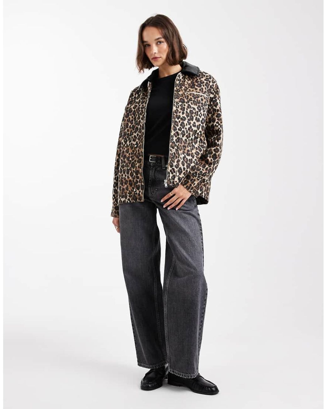 ONLY Black Quilted Canvas Jacket With Faux Leather Collar