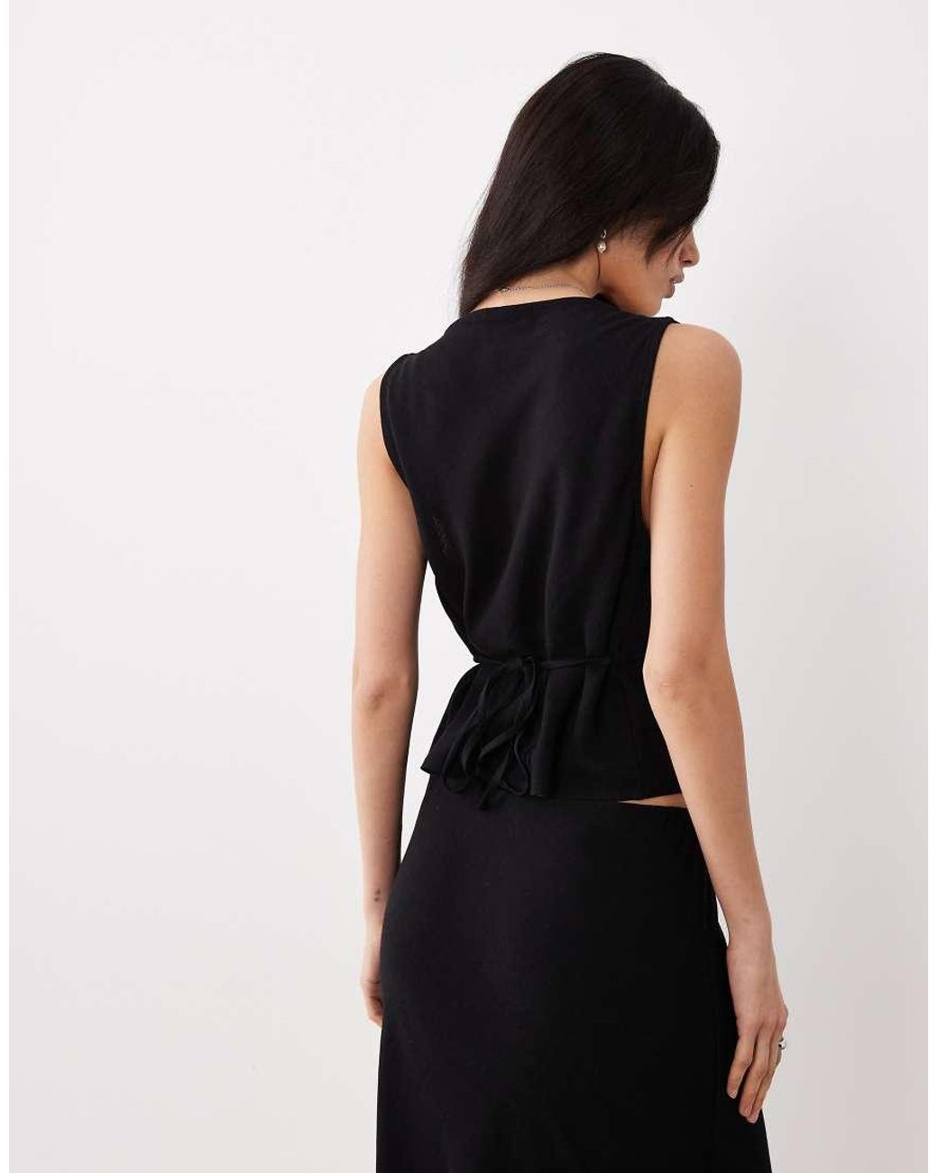 ASOS Black Linen Look Halter Top