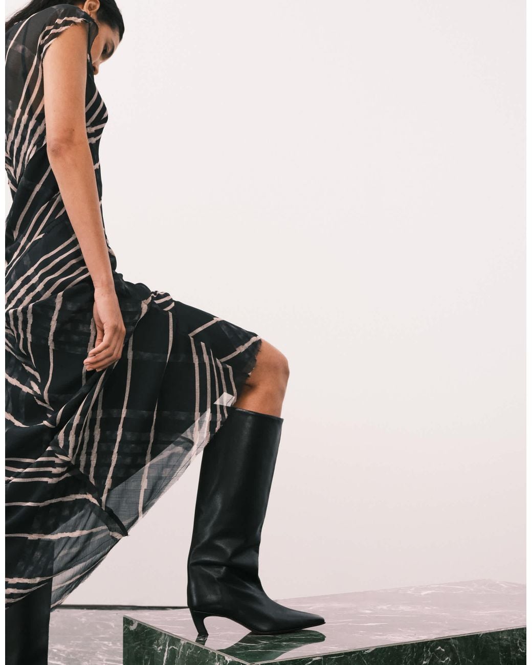 ASOS Black Candace Premium Pull On Chisel Toe Knee Boots