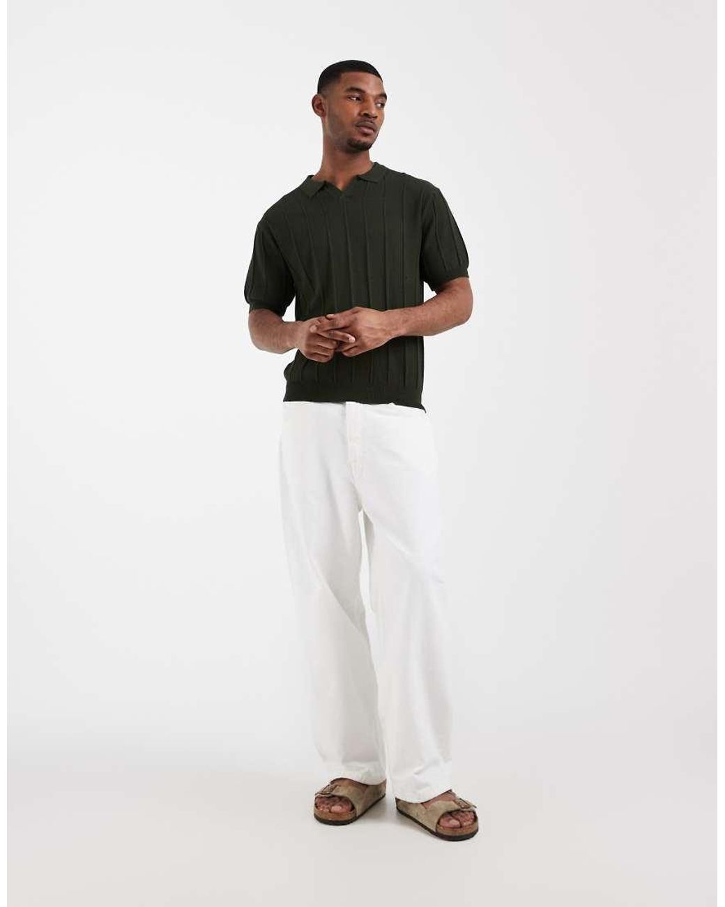 Redefined Rebel Green Dylan Regular Fit Short Sleeve Textured Polo Shirt for men