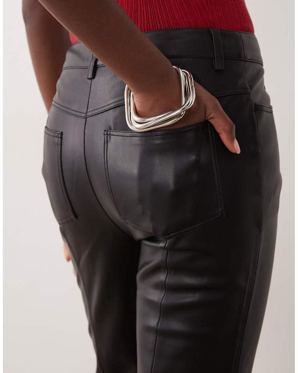 Mango Flared Broek Van Imitatieleer in het Black